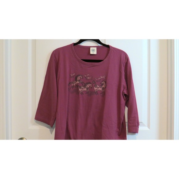 Earth Creations Dark Pink 3/4 sleeve Size L - Picture 1 of 3